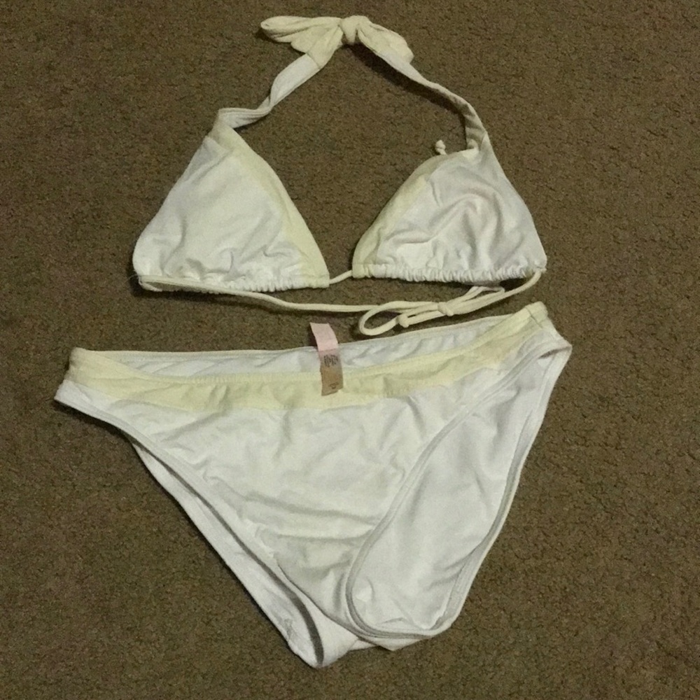 White and gold medium Victoria Secrete two-piece